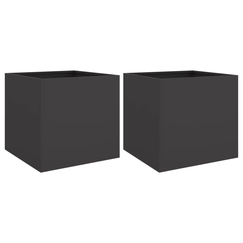Vidaxl Planters Flower Pot Garden Raised Bed Outdoor Planter 2 Pcs Black Steel