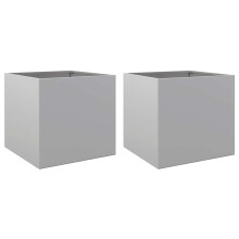 vidaXL Planters Flower Box Plant Pot Raised Bed 2 pcs Silver Galvanised Steel