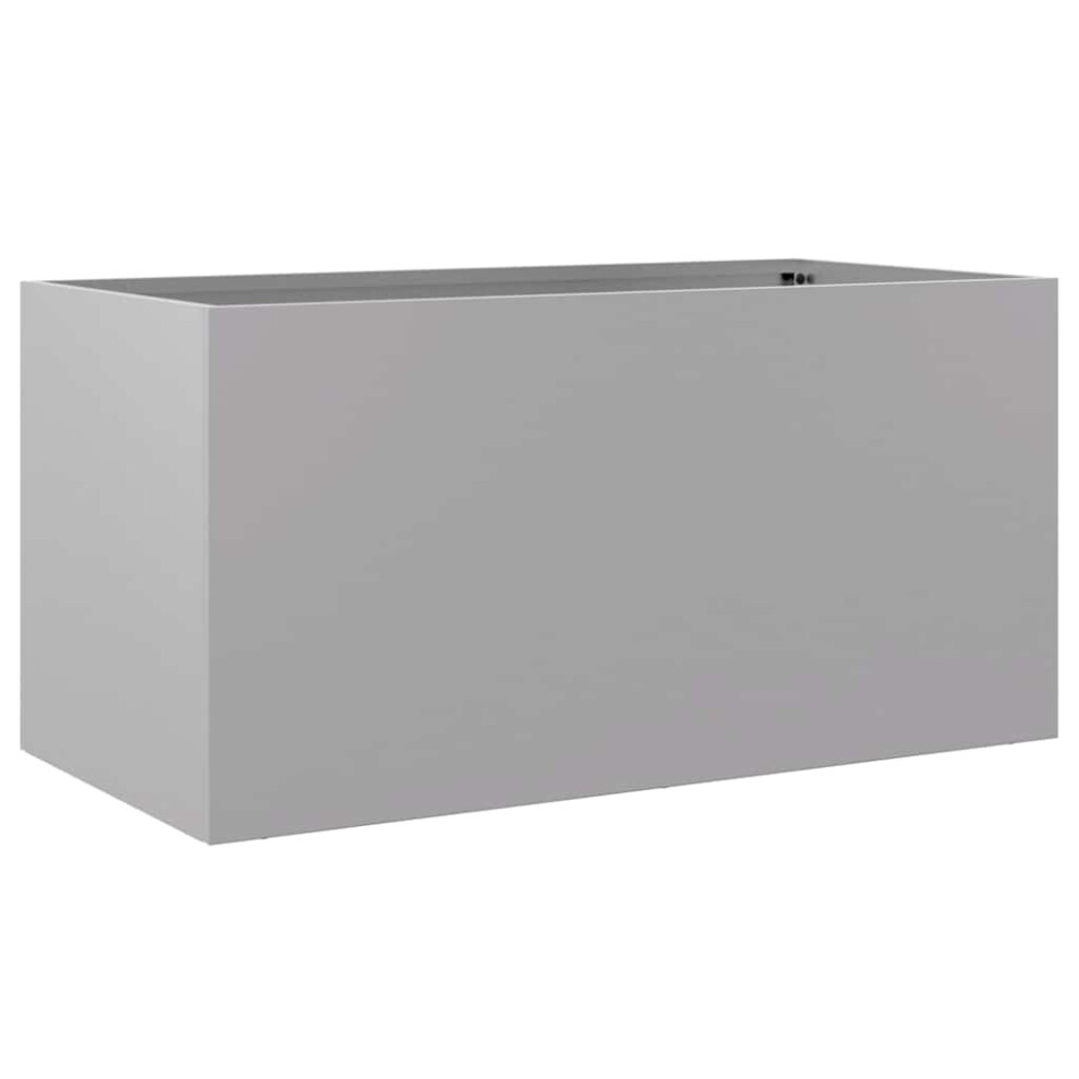 vidaXL Silver Rectangular Planter - Galvanised Steel for Outdoor Garden, Balcony, Patio Use - Durable, Corrosion-Resistant, 62x30x29 cm, 841594 - Image 3