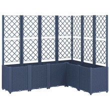 vidaXL Garden Planter with Trellis Plant Pot Flower Pot Planter Blue Grey PP