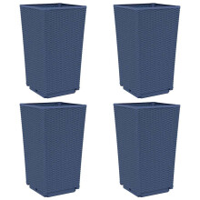 vidaXL Garden Planters Plant Pot Flower Pot Outdoor Planter 4 pcs Blue Grey PP