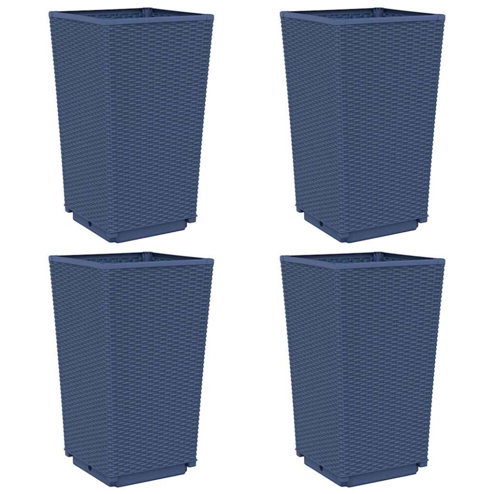vidaXL Garden Planters Plant Pot Flower Pot Outdoor Planter 4 pcs Blue Grey PP