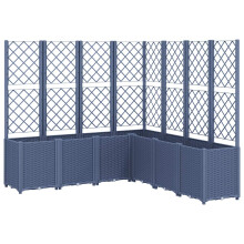 vidaXL Garden Planter with Trellis Plant Pot Flower Pot Planter Blue Grey PP