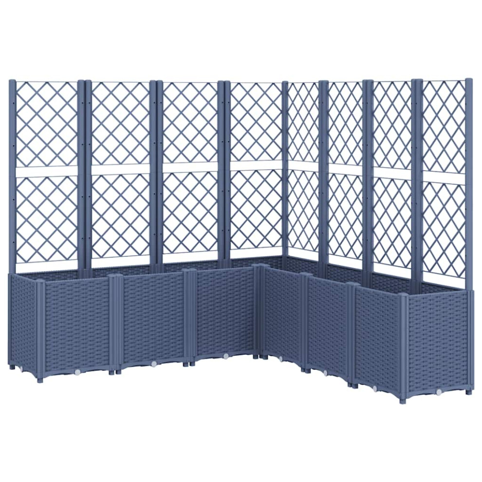 Vidaxl Garden Planter With Trellis Plant Pot Flower Pot Planter Pp Blue/Grey