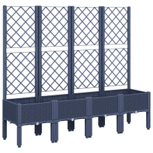 (grey, 160 x 40 x 142 cm) vidaXL Garden Planter with Trellis Patio Flower Pot Planter Box Light Grey PP