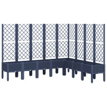 (grey, 200 x 160 x 142 cm) vidaXL Garden Planter with Trellis Patio Flower Pot Planter Box Light Grey PP
