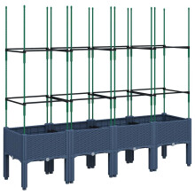 (grey, 160 x 40 x 142,5 cm) vidaXL Garden Planter with Trellis Grey