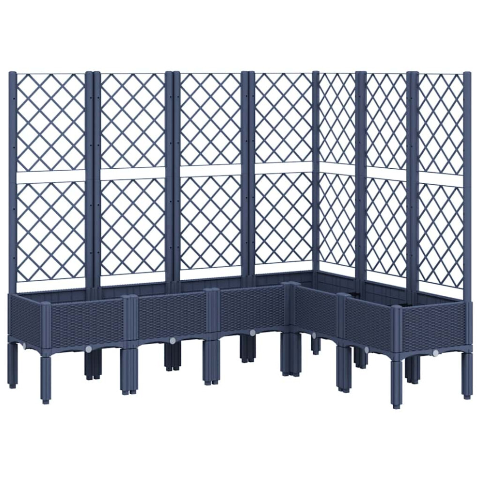 Vidaxl (Grey, 160 X 120 X 142 Cm) Garden Planter With Trellis Patio Flower Pot Planter Box Light Grey Pp