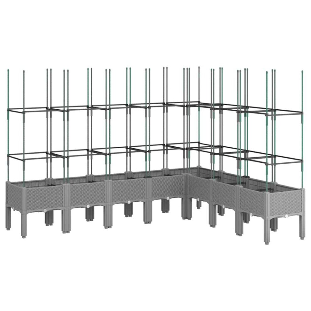 Vidaxl (Light Grey, 200 X 160 X 142,5 Cm) Garden Planter With Trellis Grey