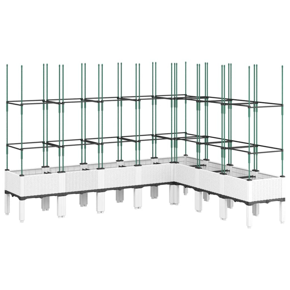 Vidaxl (White, 200 X 160 X 142,5 Cm) Garden Planter With Trellis Grey
