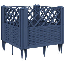 (grey, 43,5 x 43,5 x 43,5 cm) vidaXL Garden Planter with Pegs Raised Bed Outdoor Flower Pot Planter Pot PP