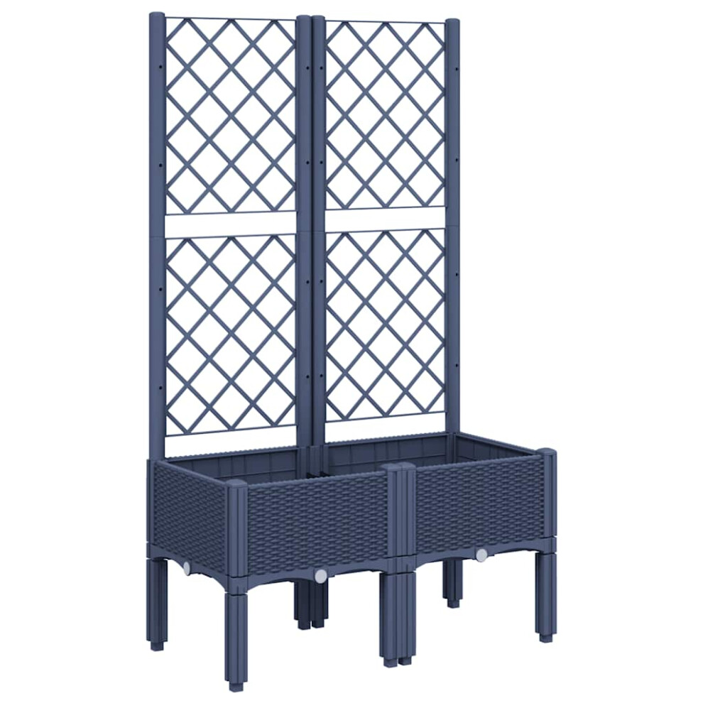 Vidaxl (, 80 X 40 X 142 Cm) Garden Planter With Trellis Patio Flower Pot Planter Box Pp Grey/Light