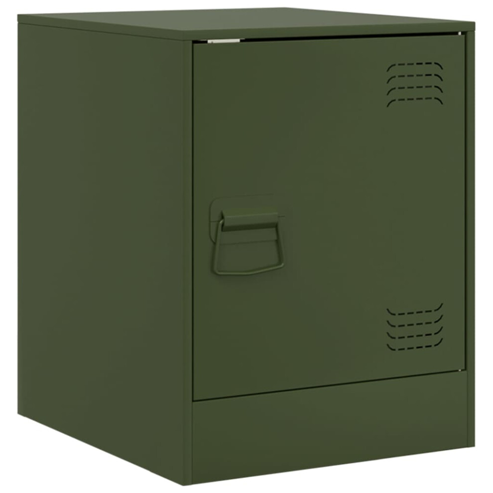 Vidaxl Green (Olive Pcs) Bedside Cabinets Nightstand Bed Side Cabinet 2 Pcs Olive Steel Size 1