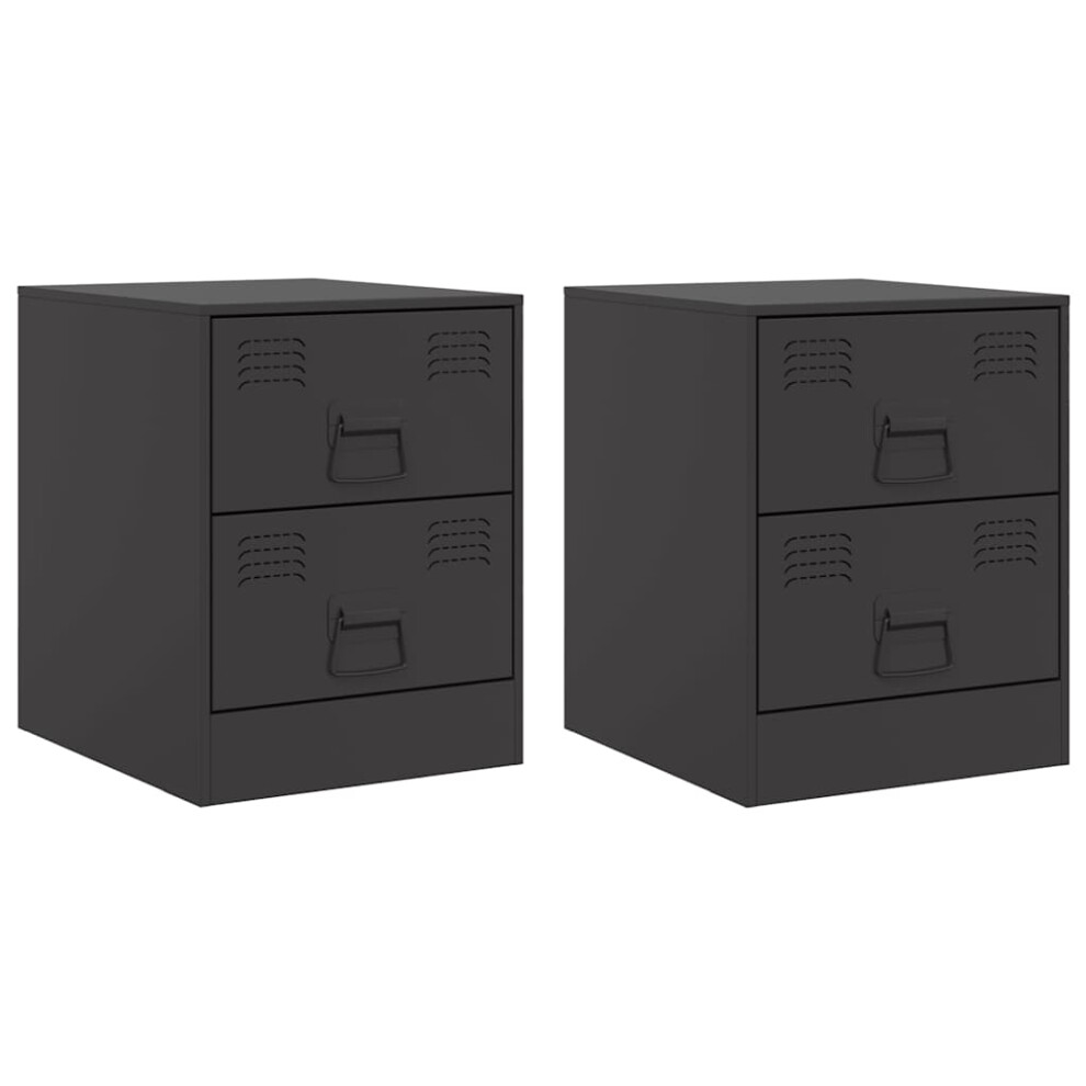 Vidaxl (Black, 2 Pcs) Bedside Cabinet Bedroom Nightstand Side Table Bed Cabinet Pink Steel