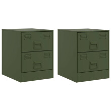 (green, 2 pcs) vidaXL Bedside Cabinet Bedroom Nightstand Side Table Bed Cabinet Pink Steel