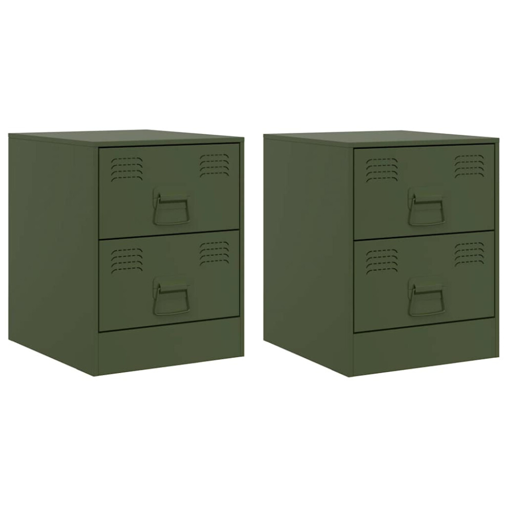 Vidaxl (Green, 2 Pcs) Bedside Cabinet Bedroom Nightstand Side Table Bed Cabinet Pink Steel
