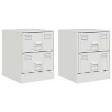(white, 2 pcs) vidaXL Bedside Cabinet Bedroom Nightstand Side Table Bed Cabinet Pink Steel