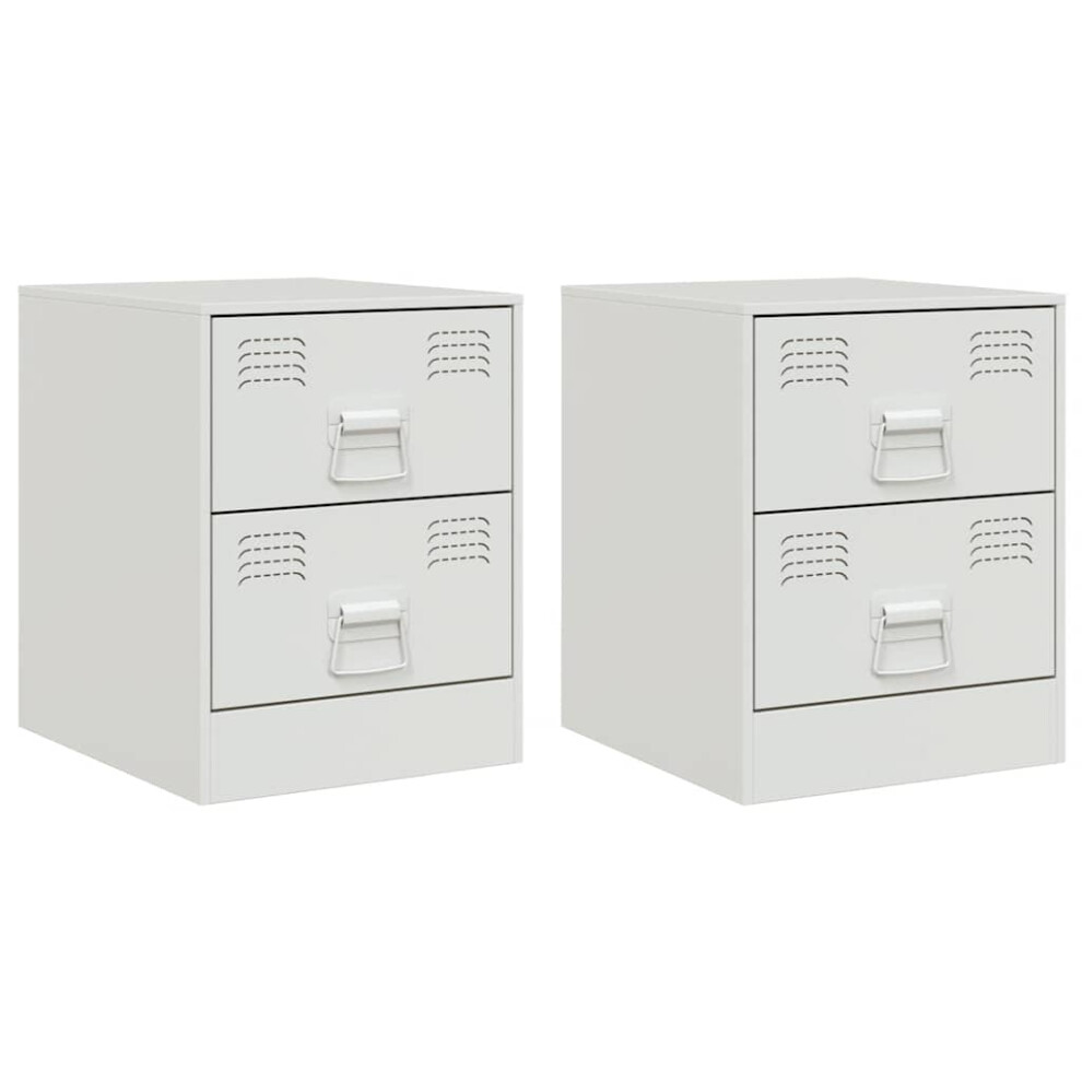 Vidaxl (White, 2 Pcs) Bedside Cabinet Bedroom Nightstand Side Table Bed Cabinet Pink Steel