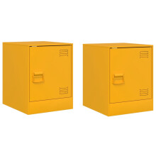 (mustard yellow, 2 pcs) vidaXL Bedside Cabinets Nightstand Bed Side Cabinet 2 pcs Olive Green Steel