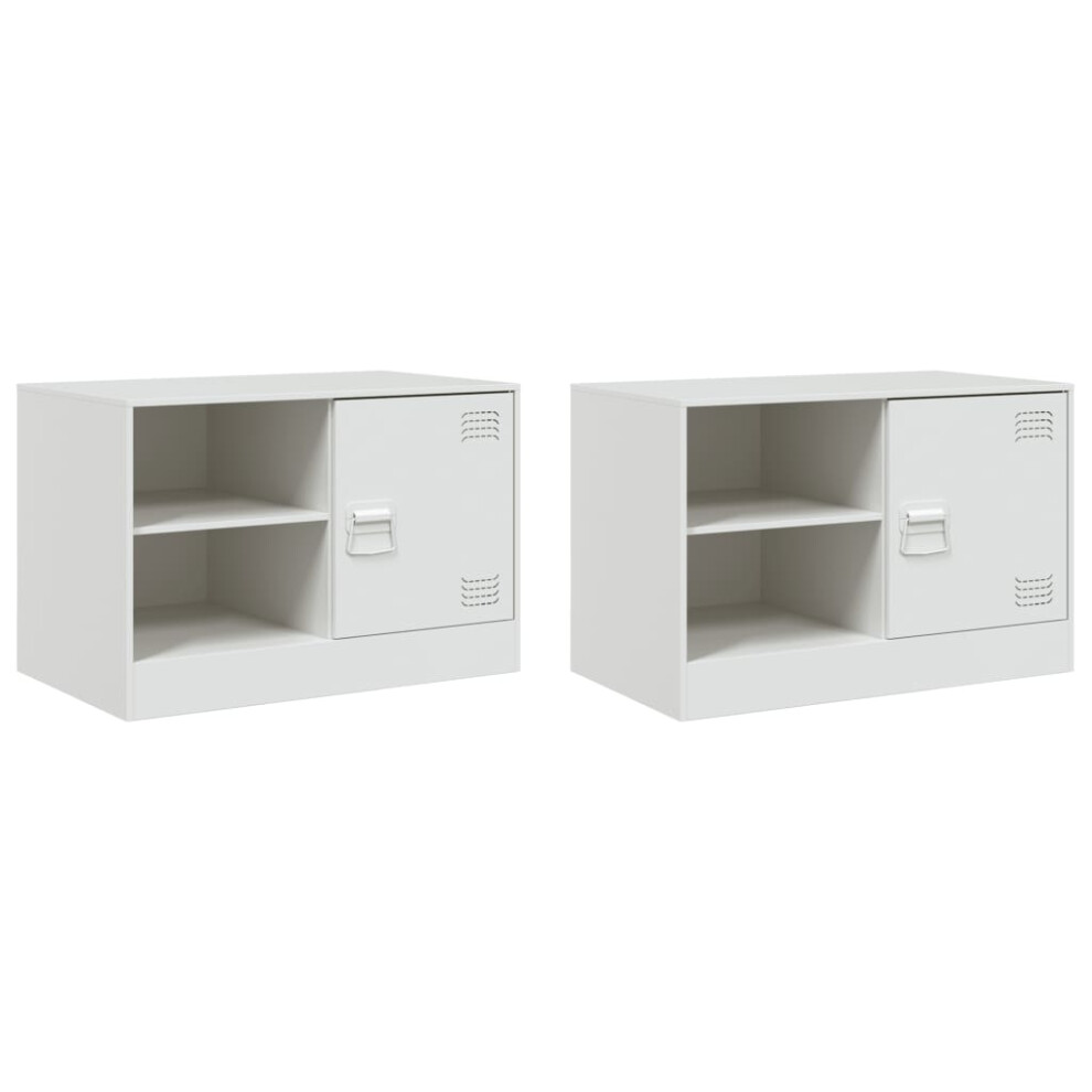 Vidaxl (White, 2 Pcs) Tv Cabinet Tv Stand Tv Unit Entertainment Centre Media Cabinet Steel