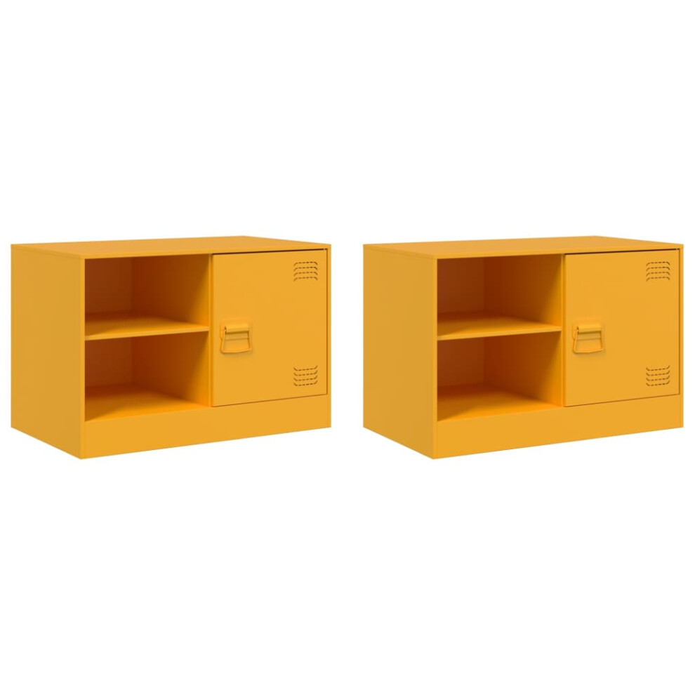 Vidaxl (Mustard Yellow, 2 Pcs) Tv Cabinet Tv Stand Tv Unit Entertainment Centre Media Cabinet Steel