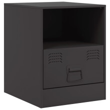(black, 1 pcs) vidaXL Bedside Cabinet Bedroom Nightstand Side Table Bed Cabinet Black Steel