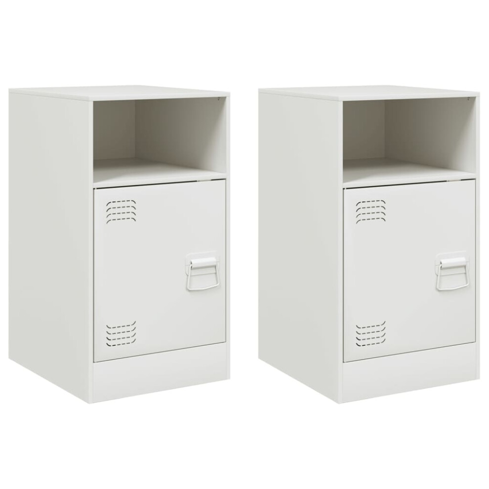 Vidaxl (White, 2 Pcs) Bedside Cabinets Bed Table Nightstand Side Table Bed Cabinet Steel