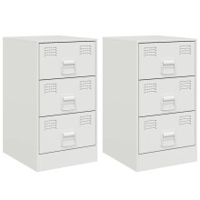 (white, 2 pcs) vidaXL Bedside Cabinets Nightstand Bed Side Cabinet 2 pcs Mustard Yellow Steel