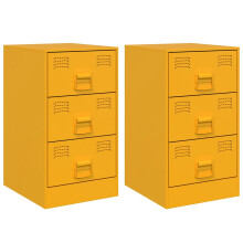 (mustard yellow, 2 pcs) vidaXL Bedside Cabinets Nightstand Bed Side Cabinet 2 pcs Mustard Yellow Steel
