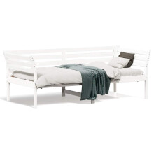 Łóżko dzienne bez materaca białe 75x190 cm lite drewno sosnowe