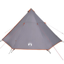 vidaXL Tipi-Familienzelt 8 Personen Grau und Orange Wasserdicht