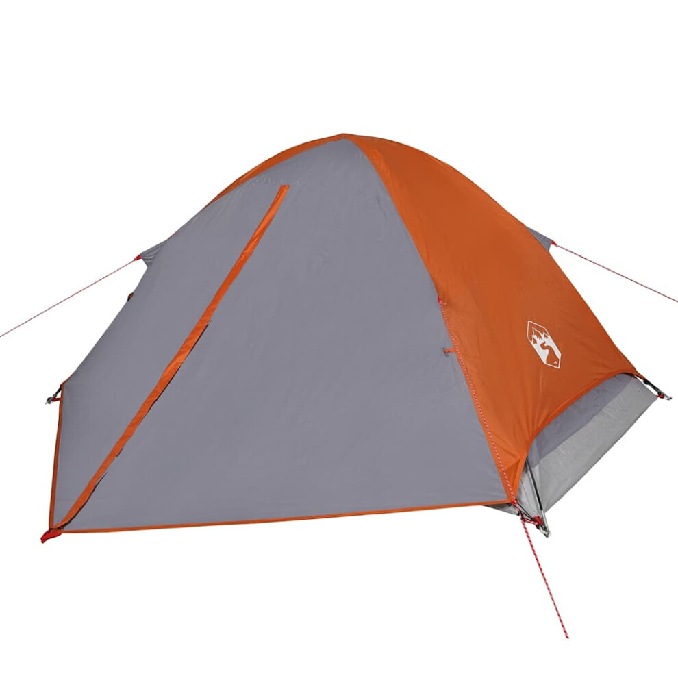 Vidaxl Camping Tent Dome 4-Person Lightweight Tent Grey And Orange Waterproof