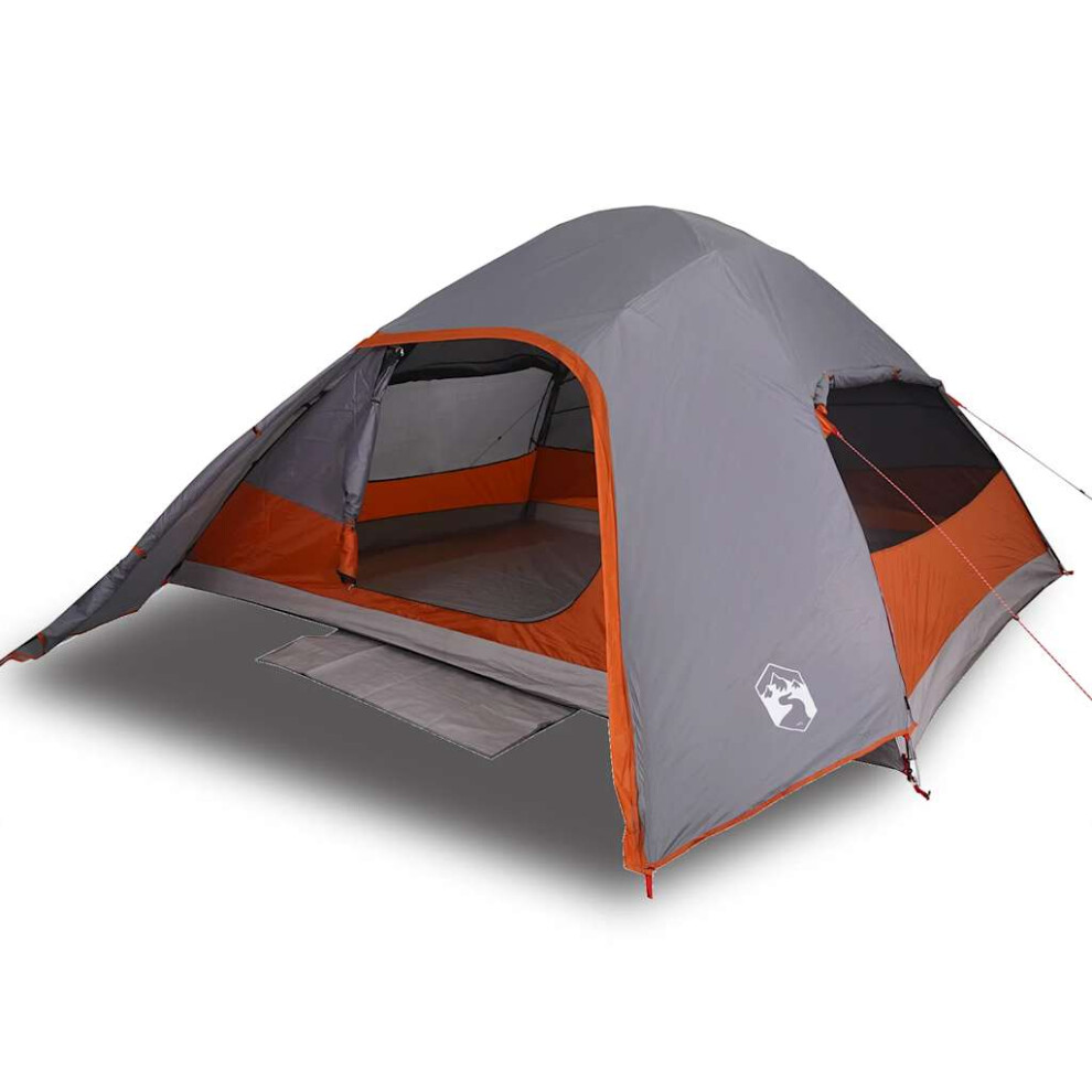 Vidaxl (Grey And Orange, 4-Person) Family Tent Dome 6-Person Lightweight Tent Camping Tent Waterproof