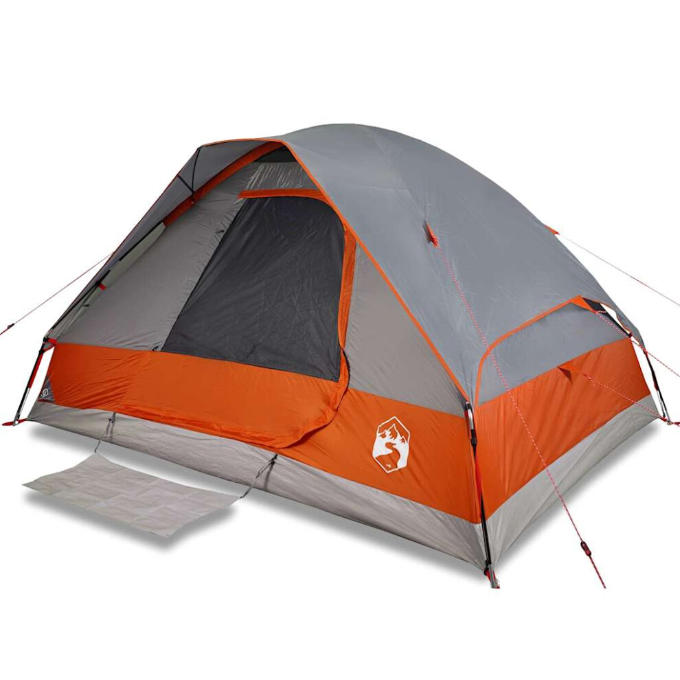 (Grey and orange, 335 x 273 x 183 cm) vidaXL Family Tent Dome 6-Person Outdoor Lightweight Camping Tent Waterproof-image-OPC-PDY29SY-NEW