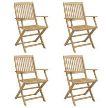 vidaXL Folding Garden Chairs Outdoor Dining Chair 4 pcs Solid Wood Acacia