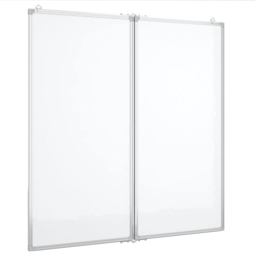 (80 x 80 x 1.7 cm) vidaXL Magnetic Whiteboard Foldable Writing Dry Erase White Board Aluminium