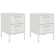 (white, 2 pcs) vidaXL Bedside Cabinet Nightstand Bed Table Bed Cabinet Mustard Yellow Steel