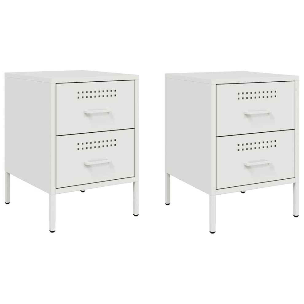 Vidaxl (White, 2 Pcs) Bedside Cabinet Nightstand Bed Table Bed Cabinet Mustard Yellow Steel
