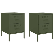 (green, 2 pcs) vidaXL Bedside Cabinet Nightstand Bed Table Bed Cabinet Mustard Yellow Steel