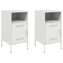 (white, 2 pcs) vidaXL Bedside Cabinet Bedroom Nightstand Bed Side Table Olive Green Steel
