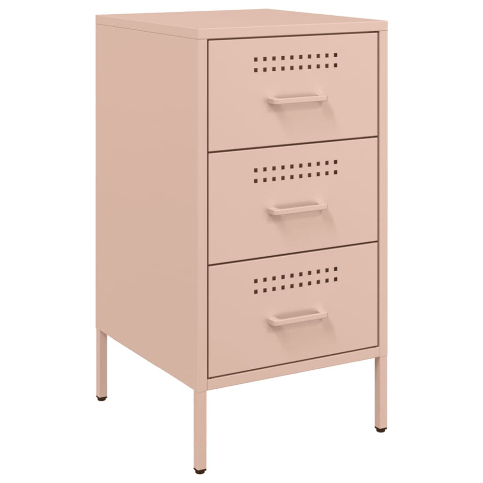 vidaXL Bedside Cabinet Bedroom Nightstand Bed Table Side Table Pink Steel