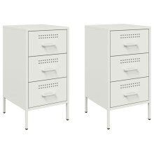 vidaXL Bedside Cabinets Bedroom Nightstand Bed Side Table 2 pcs White Steel