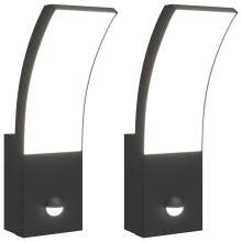 (black, 2 pcs/with sensor) vidaXL Outdoor LED Wall Light with Sensor Wall Lamp White Die-cast Aluminium