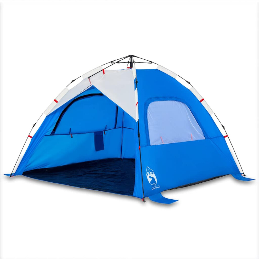 Vidaxl (Azure Blue) Beach Tent 3-Person Lightweight Camping Tent Quick Release Waterproof
