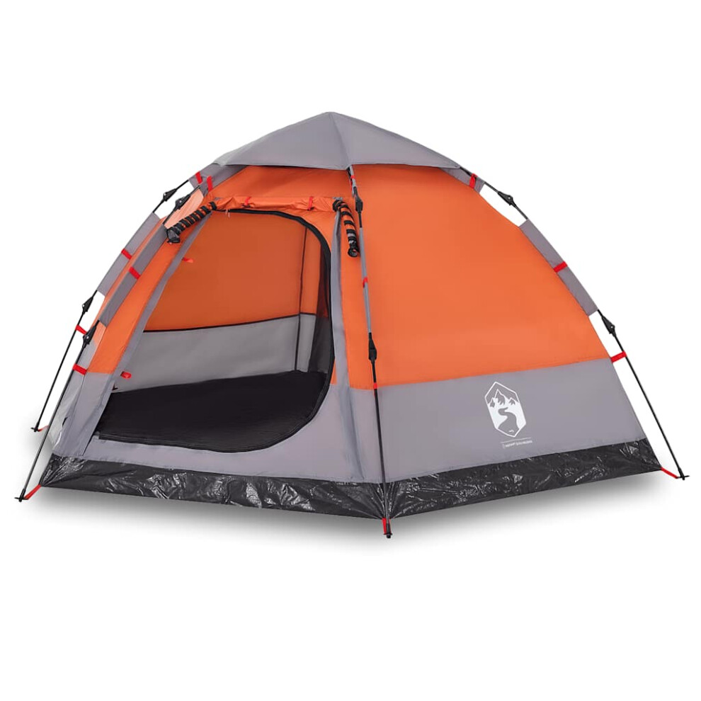 Vidaxl (Grey And Orange, 273 X 273 X 129 Cm) Camping Tent Cabin 4-Person Lightweight Dome Tent Blue Quick Release