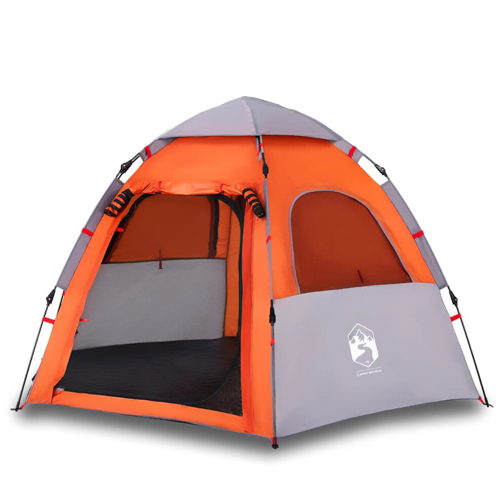 Vidaxl (Grey And Orange, 260 X 217 X 150 Cm) Camping Tent Cabin 4-Person Lightweight Dome Tent Blue Quick Release