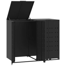 vidaXL Wheelie Bin Storage for 2 Bins Garden Store Trash Cover Black Steel