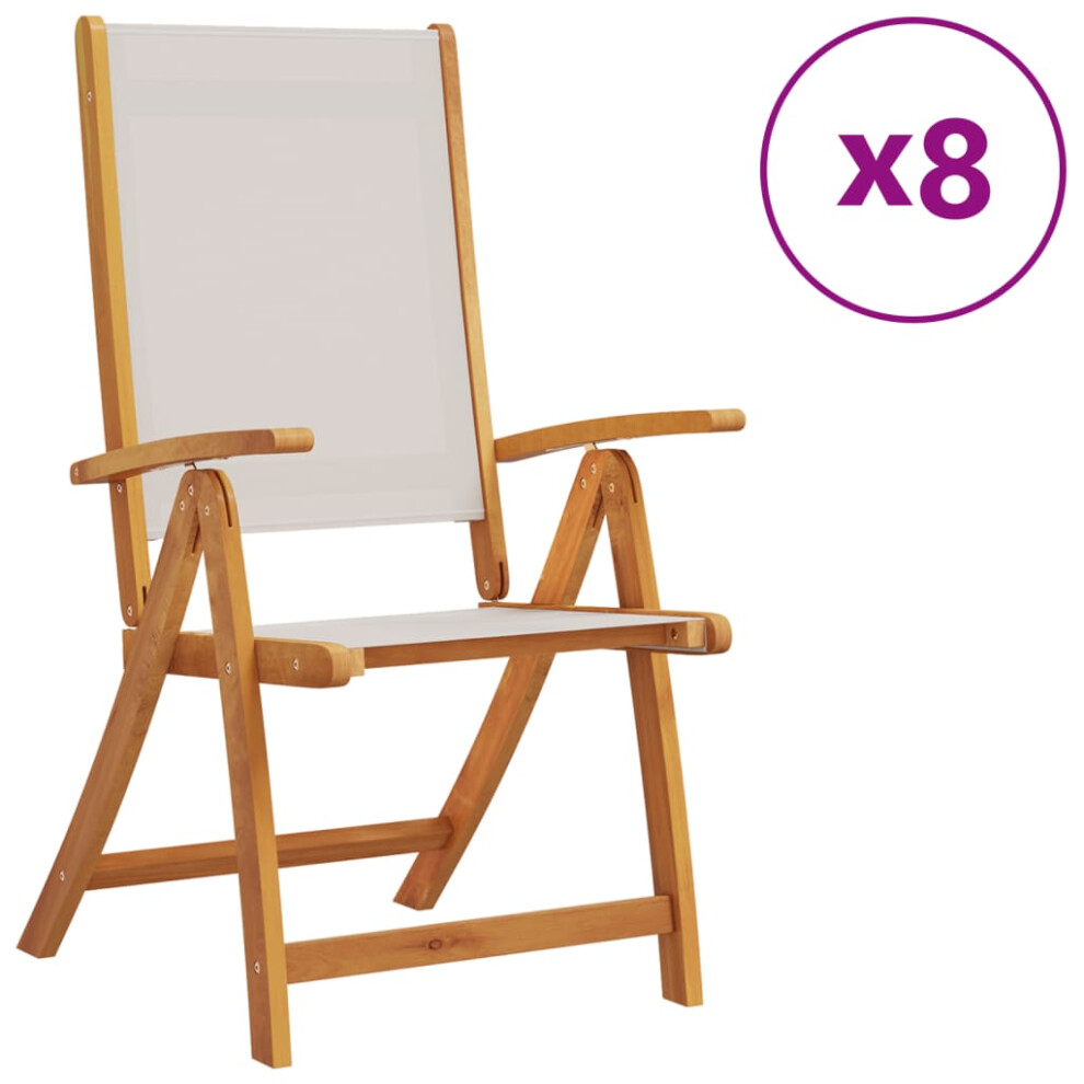 (grey, 8 pcs) vidaXL Folding Garden Chairs Dining Chair Solid Wood Acacia and Textilene-image-OPC-PF8S78X-NEW