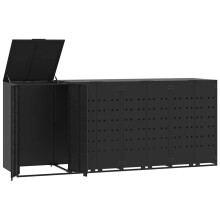 vidaXL Wheelie Bin Storage for 4 Bins Garden Store Trash Cover Black Steel