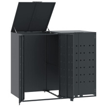 vidaXL Wheelie Bin Storage for 2 Bins Rubbish Trash Cover Anthracite Steel